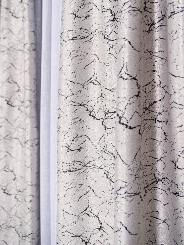 Draperie blackout gri/negru model marmura