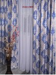 Draperie blackout model baroc,argintiu/albastru Draperie blackout model baroc,argintiu/albastru