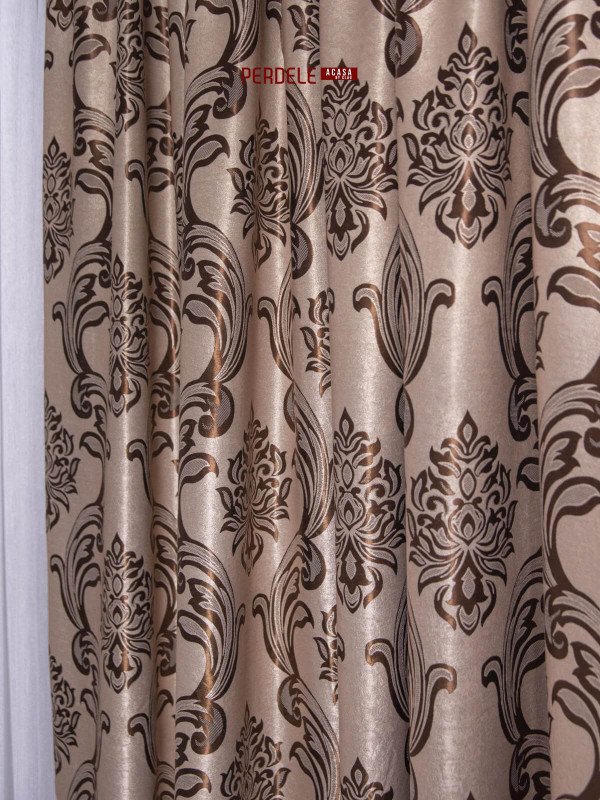 draperie blackout model baroc,crem /maro