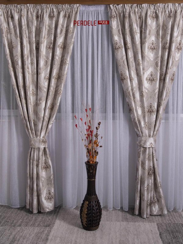 Draperie blackout model baroc,crem/bej