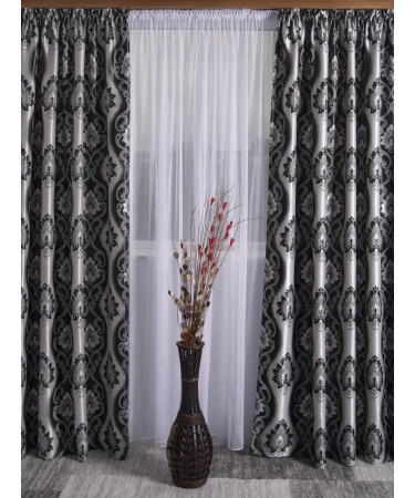 Draperie blackout model baroc,gri/negru Draperie blackout model baroc,gri/negru