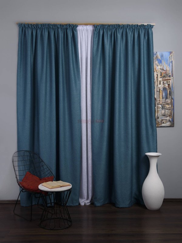 Draperie blackout rustic albastru