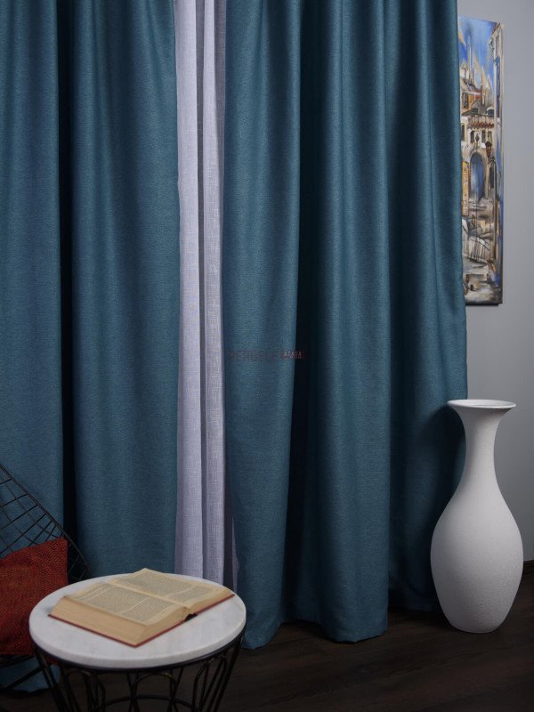 Draperie blackout rustic albastru