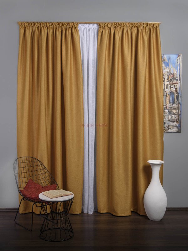 Draperie blackout rustic mustar