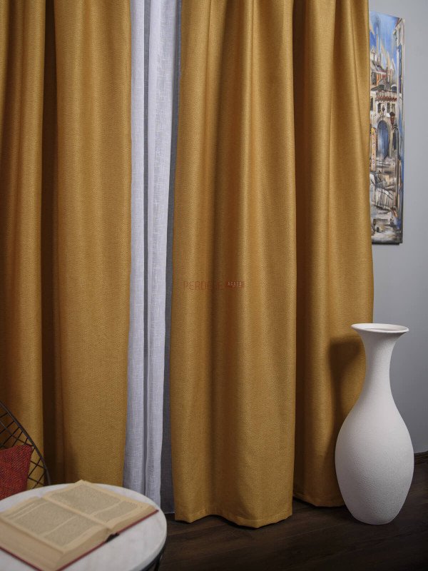 Draperie blackout rustic mustar