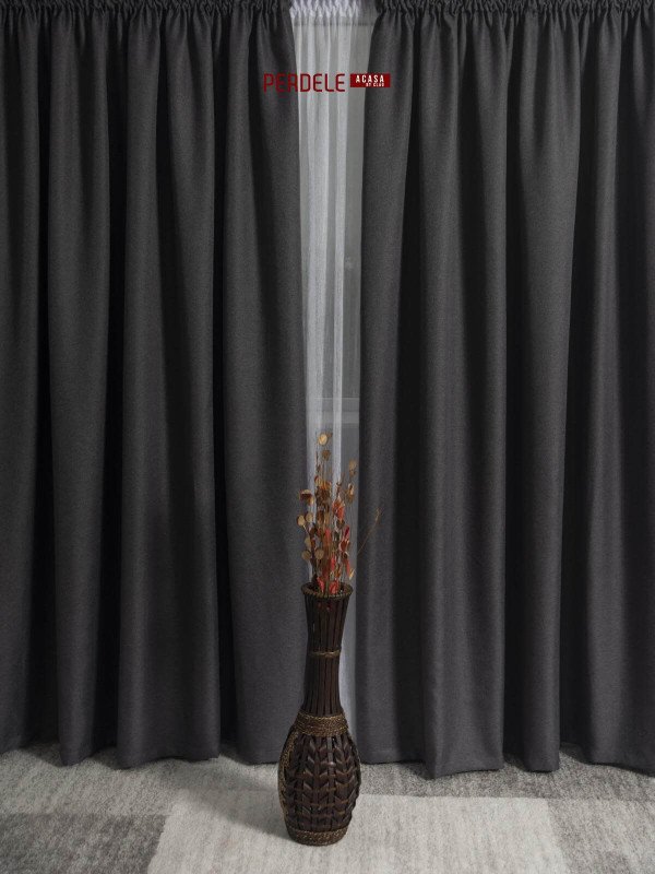 Draperie blackout rustic gri