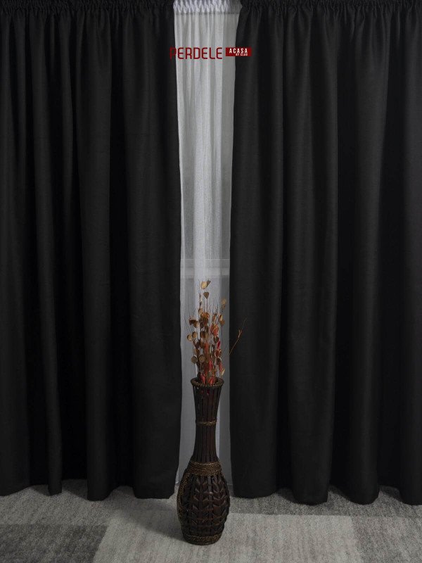 Draperie blackout rustic negru