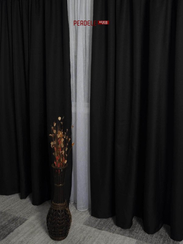 Draperie blackout rustic negru