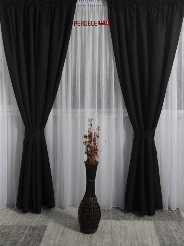 Draperie blackout rustic negru