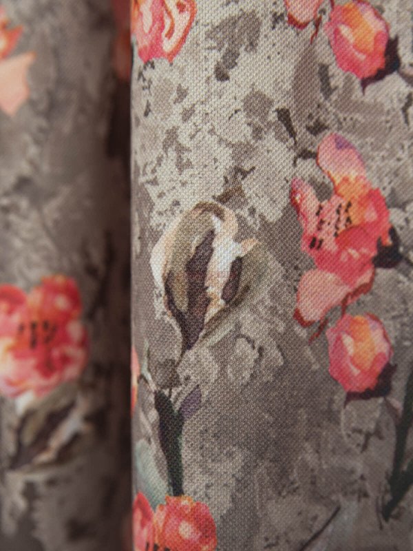 Draperie bumbac satinat flori multicolore