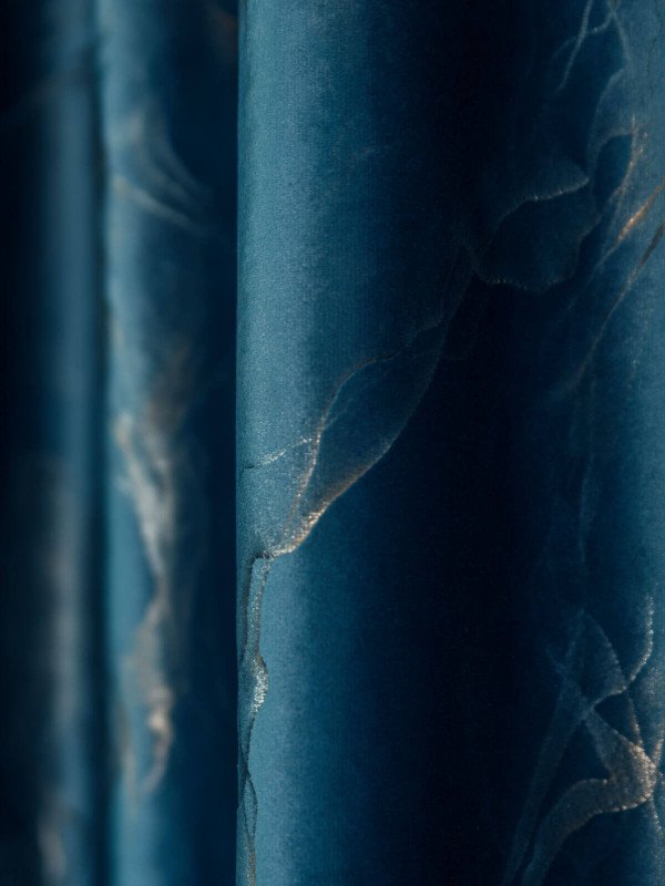 Draperie catifea albastru cu insertii auriu