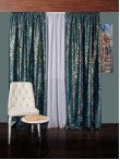 Draperie catifea albastru cu insertii auriu/arginiu