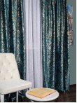 Draperie catifea albastru cu insertii auriu/arginiu