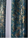 Draperie catifea albastru cu insertii auriu/arginiu