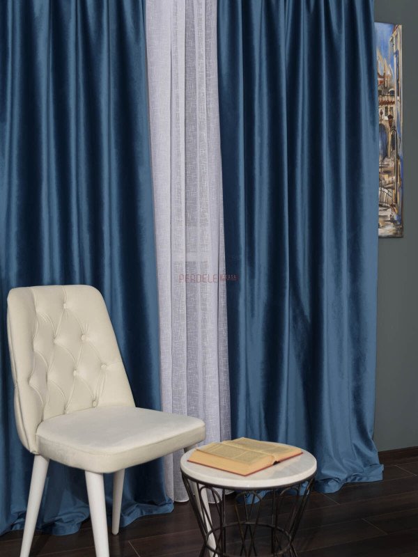 Draperie catifea albastru