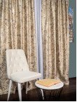 Draperie catifea bej cu insertii aurii/maro