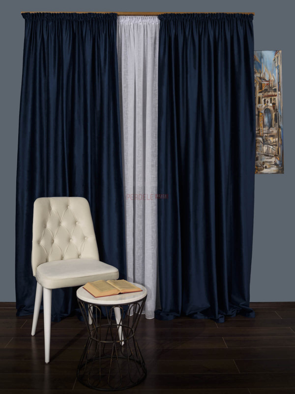 Draperie catifea bleumarin