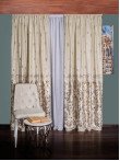 Draperie catifea crem cu model auriu