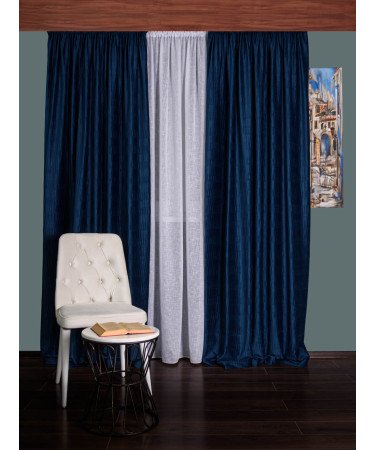 Draperie catifea creponata,albastru imperial