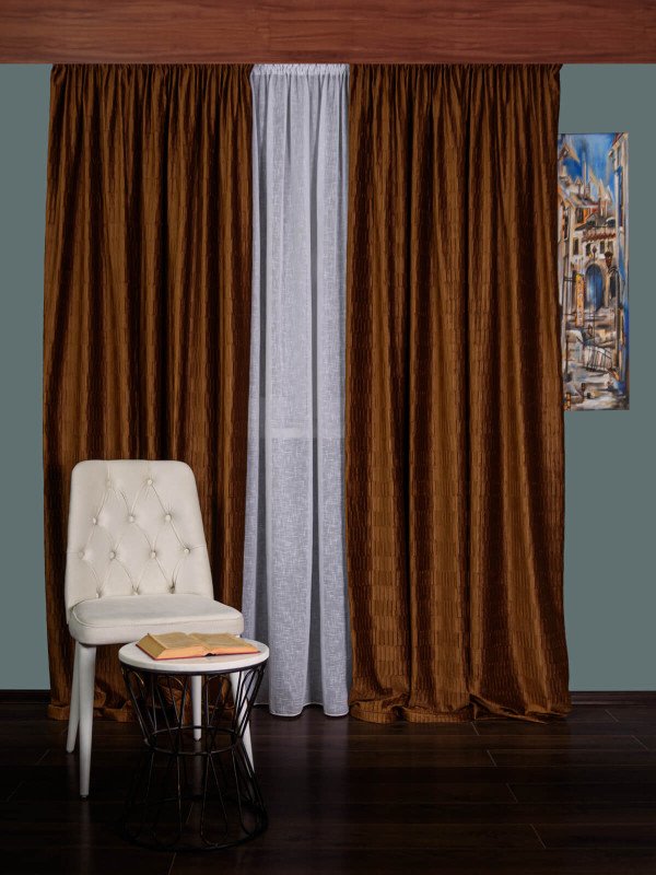 Draperie catifea creponata,caramiziu