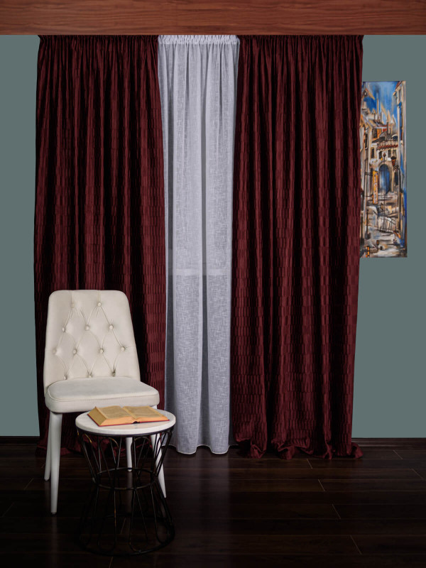 Draperie catifea creponata, burgundy