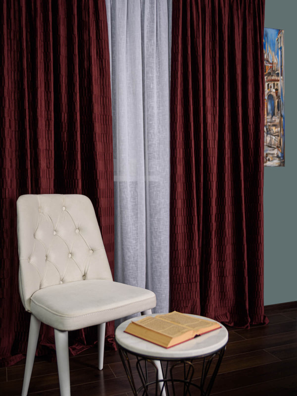 Draperie catifea creponata, burgundy