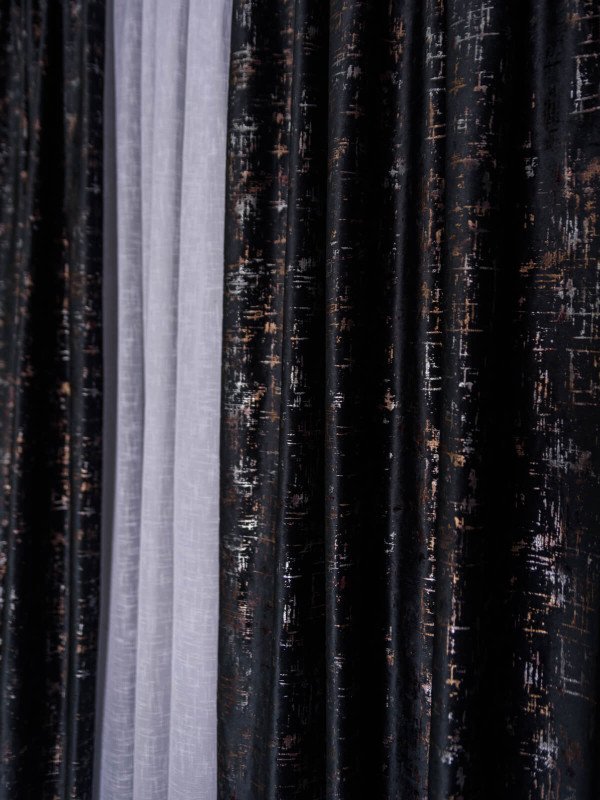 Draperie catifea negru cu insertii auriu/argintiu