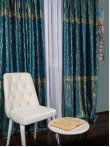Draperie catifea cu model, albastru/auriu