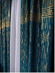 Draperie catifea cu model, albastru/auriu
