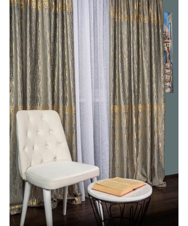 Draperie catifea cu model gri/auriu Draperie catifea cu model gri/auriu