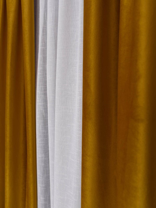 Draperie catifea galben mustar