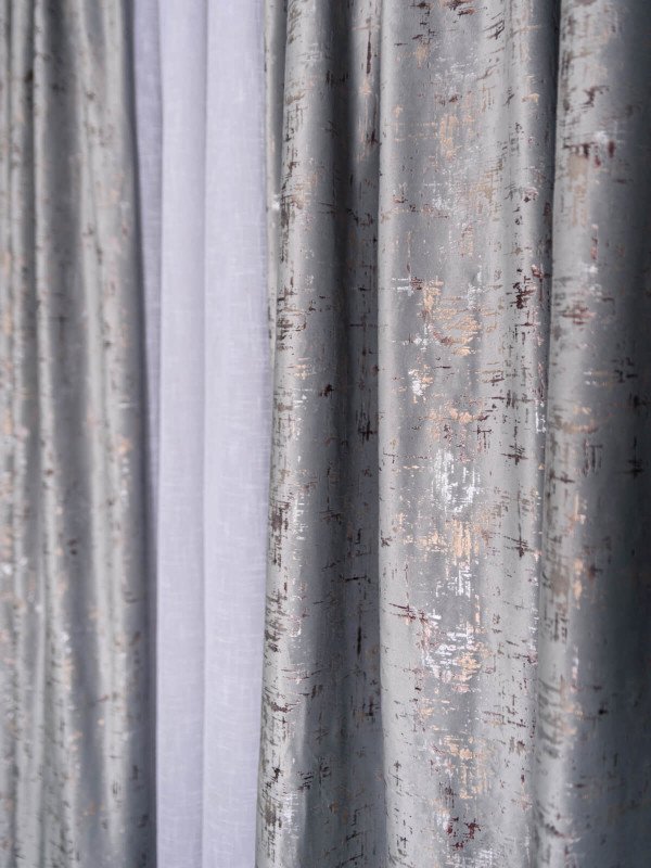 Draperie catifea gri cu insertii auriu/argintiu