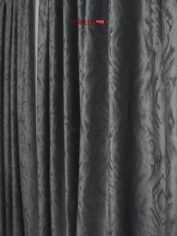 Draperie catifea gri inchis cu model