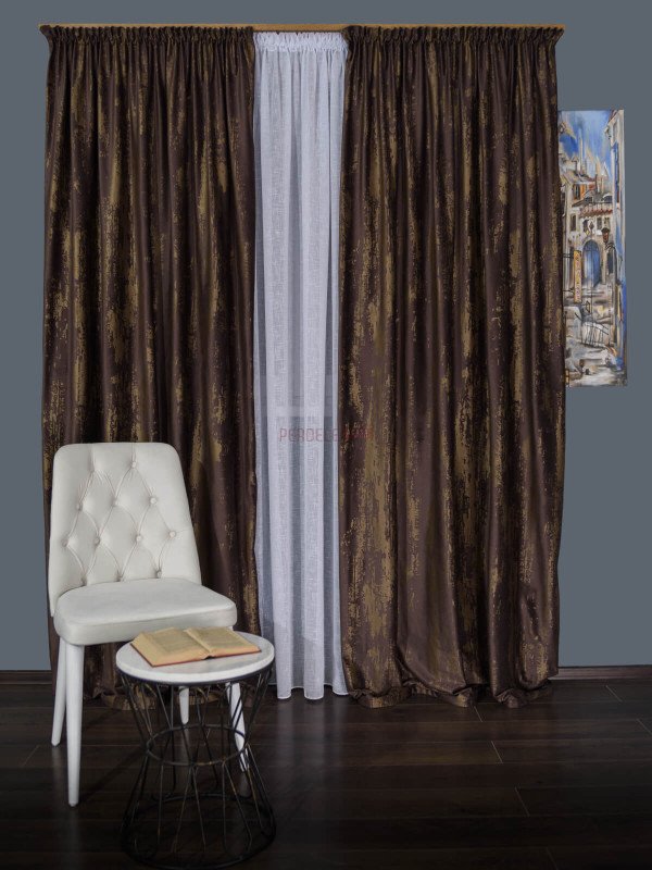 Draperie catifea maro/auriu