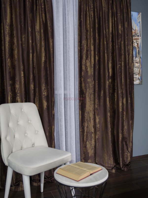 Draperie catifea maro/auriu