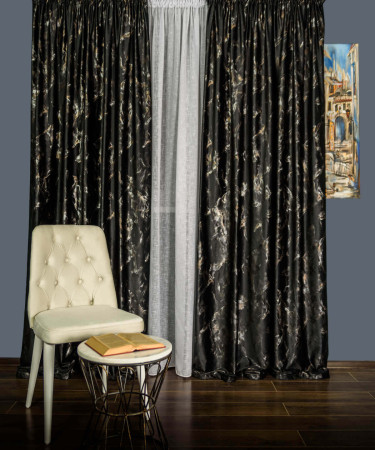 Draperie catifea negru cu insertii auriu Draperie catifea negru cu insertii auriu