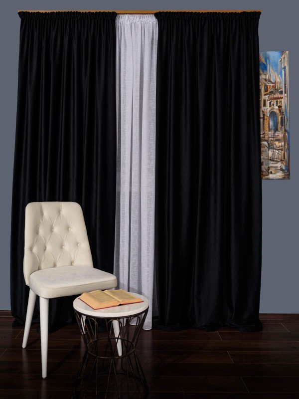 Draperie catifea negru