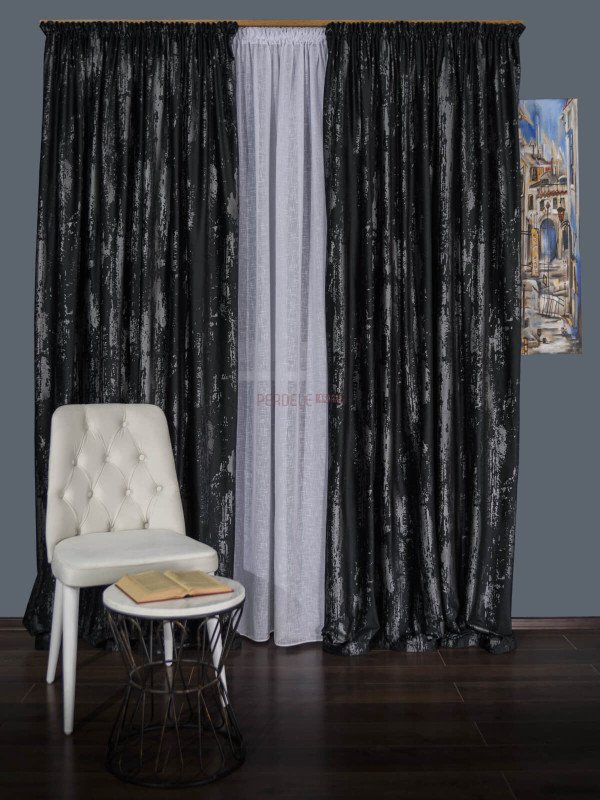 Draperie catifea negru/argintiu