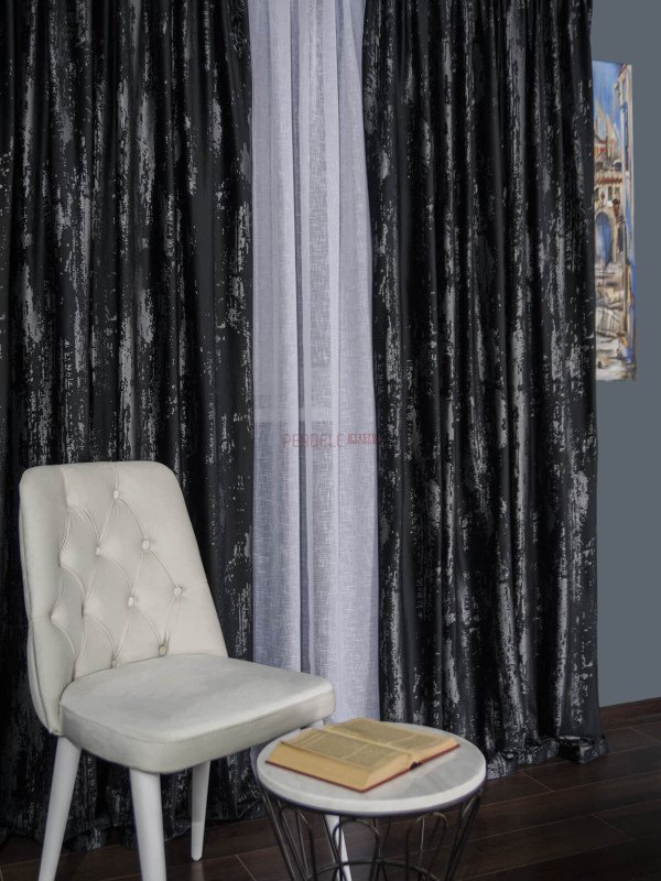 Draperie catifea negru/argintiu
