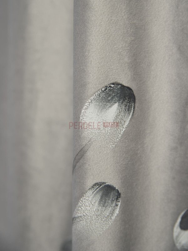Draperie catifea pictata, gri