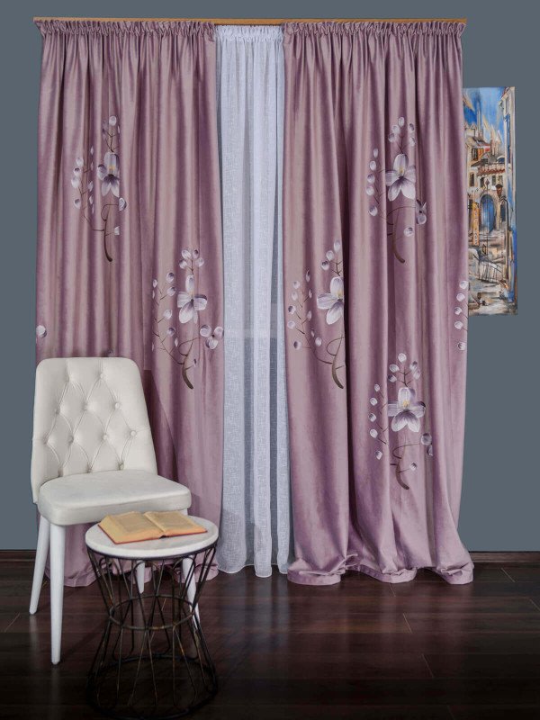 Draperie catifea pictata lila