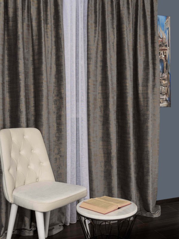 Draperie catifea texturata gri