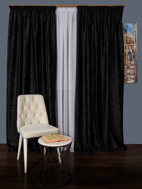 Draperie catifea texturata negru