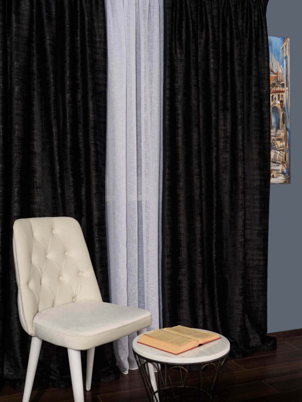Draperie catifea texturata negru