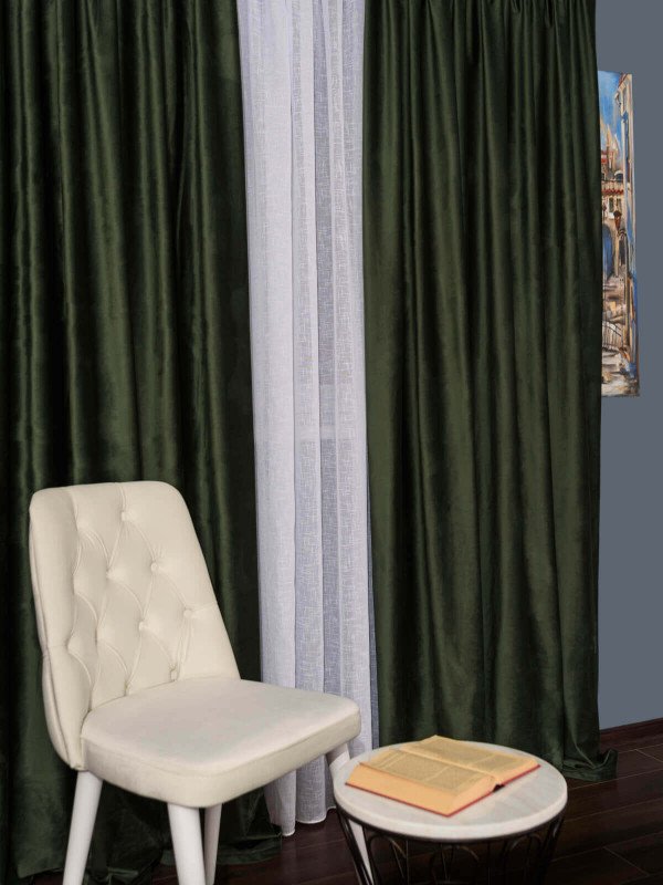 Draperie catifea verde olive