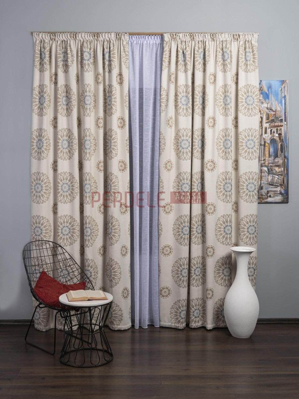 Draperie crem,bej,albastru