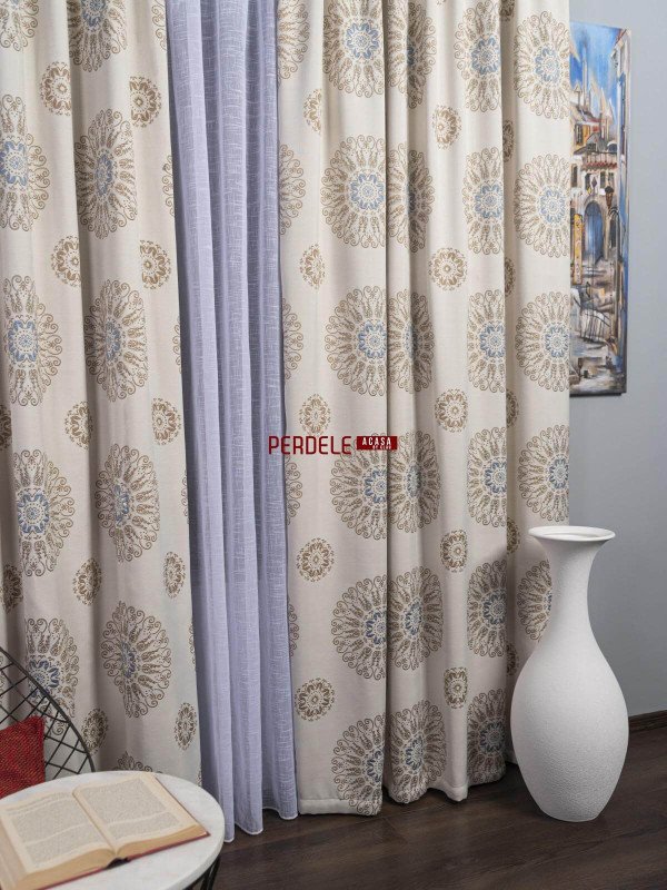 Draperie crem,bej,albastru