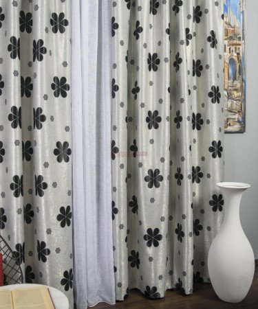 Draperie floare rotunda gri,negru Draperie floare rotunda gri,negru