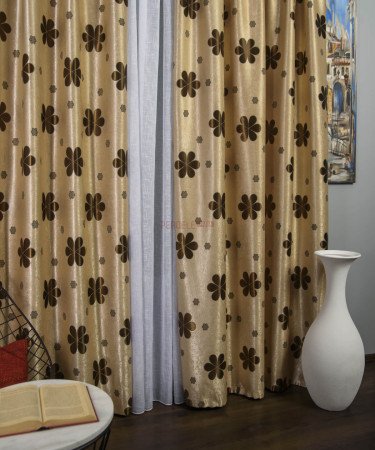 Draperie floare rotunda maro Draperie floare rotunda maro