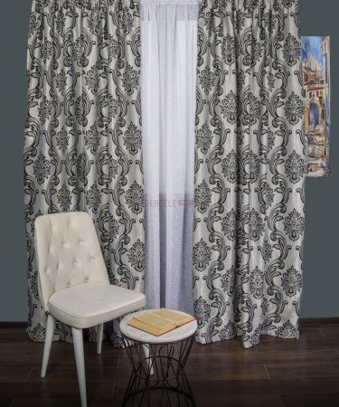 Draperie model baroc gri/negru Draperie model baroc gri/negru